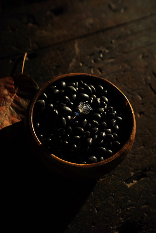 Black Rutile Quartz Ring - Size 9