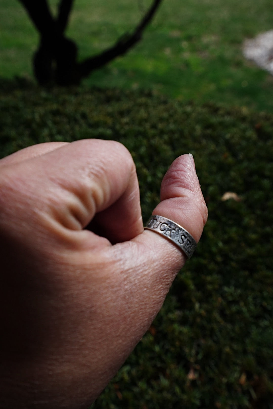 'F* Self-Doubt' Recyled Silver Ring - Made to Order