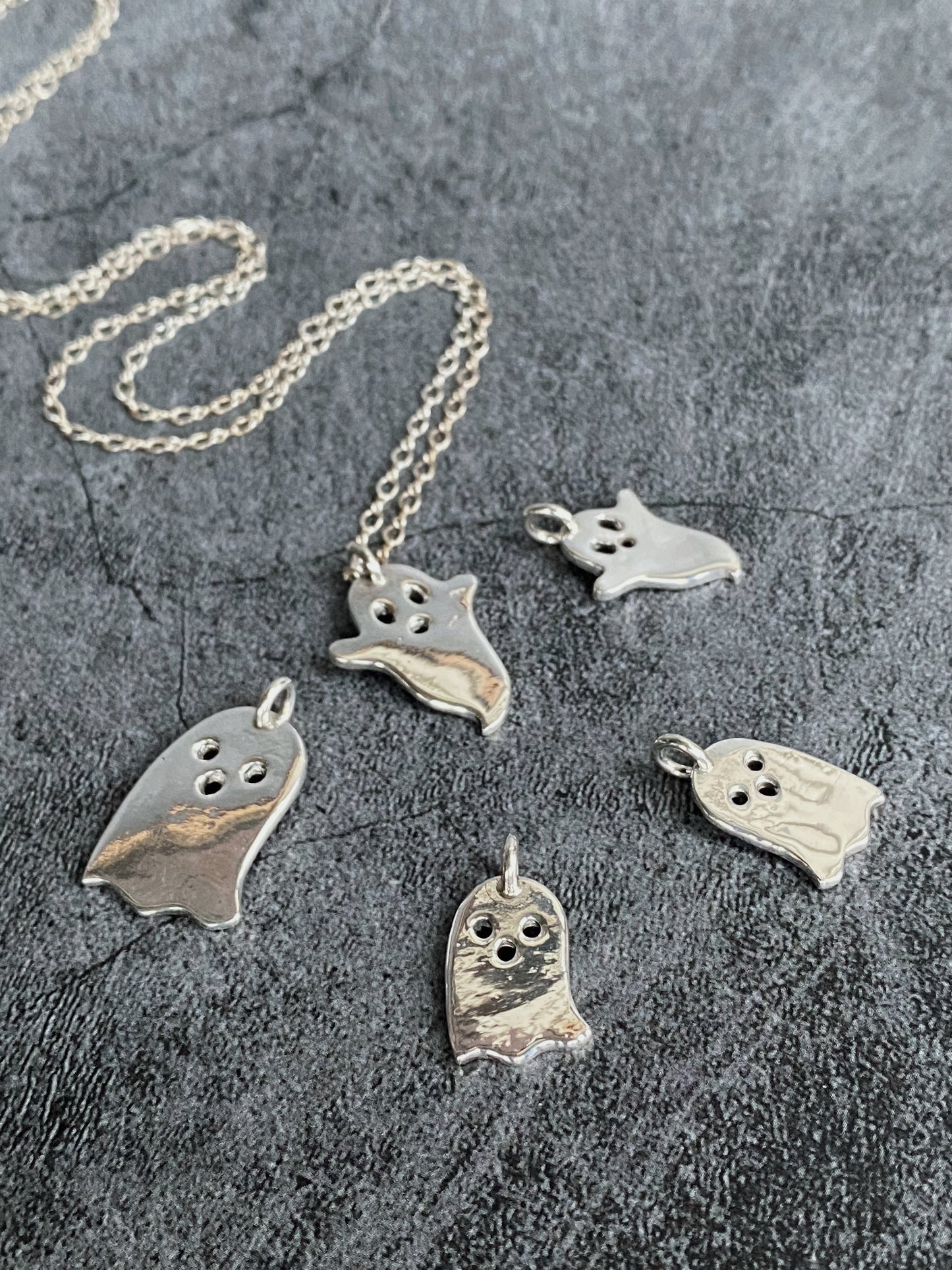 *Imperfect* Fine Silver Ghostie Necklace