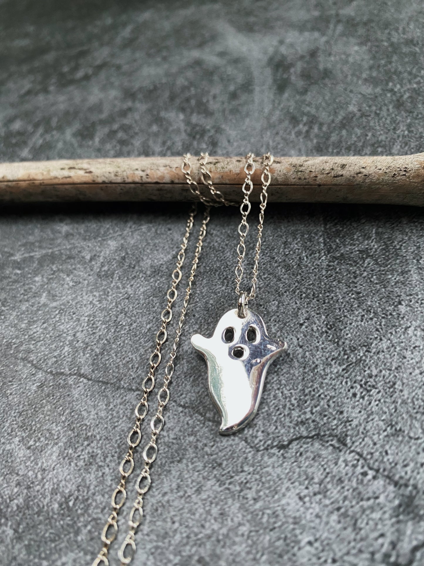 *Imperfect* Fine Silver Ghostie Necklace