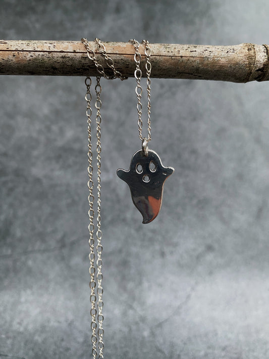 *Imperfect* Fine Silver Ghostie Necklace