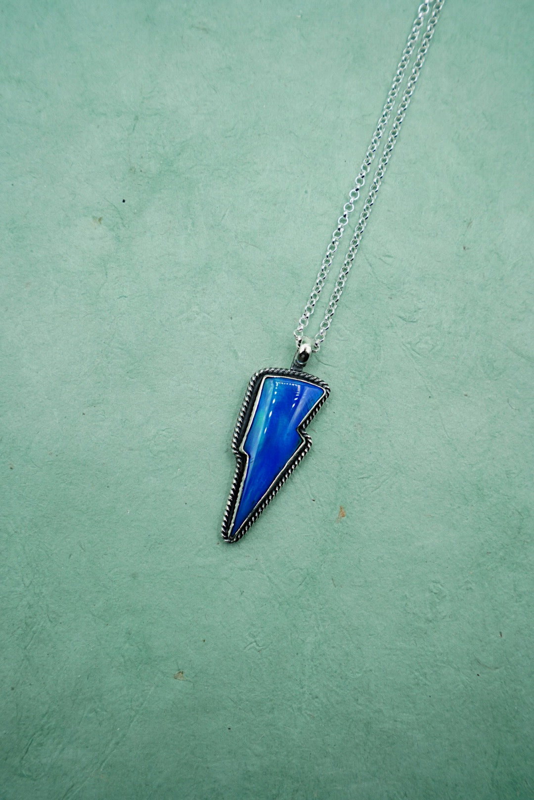 Bold Blue Lightning Bolt Necklace