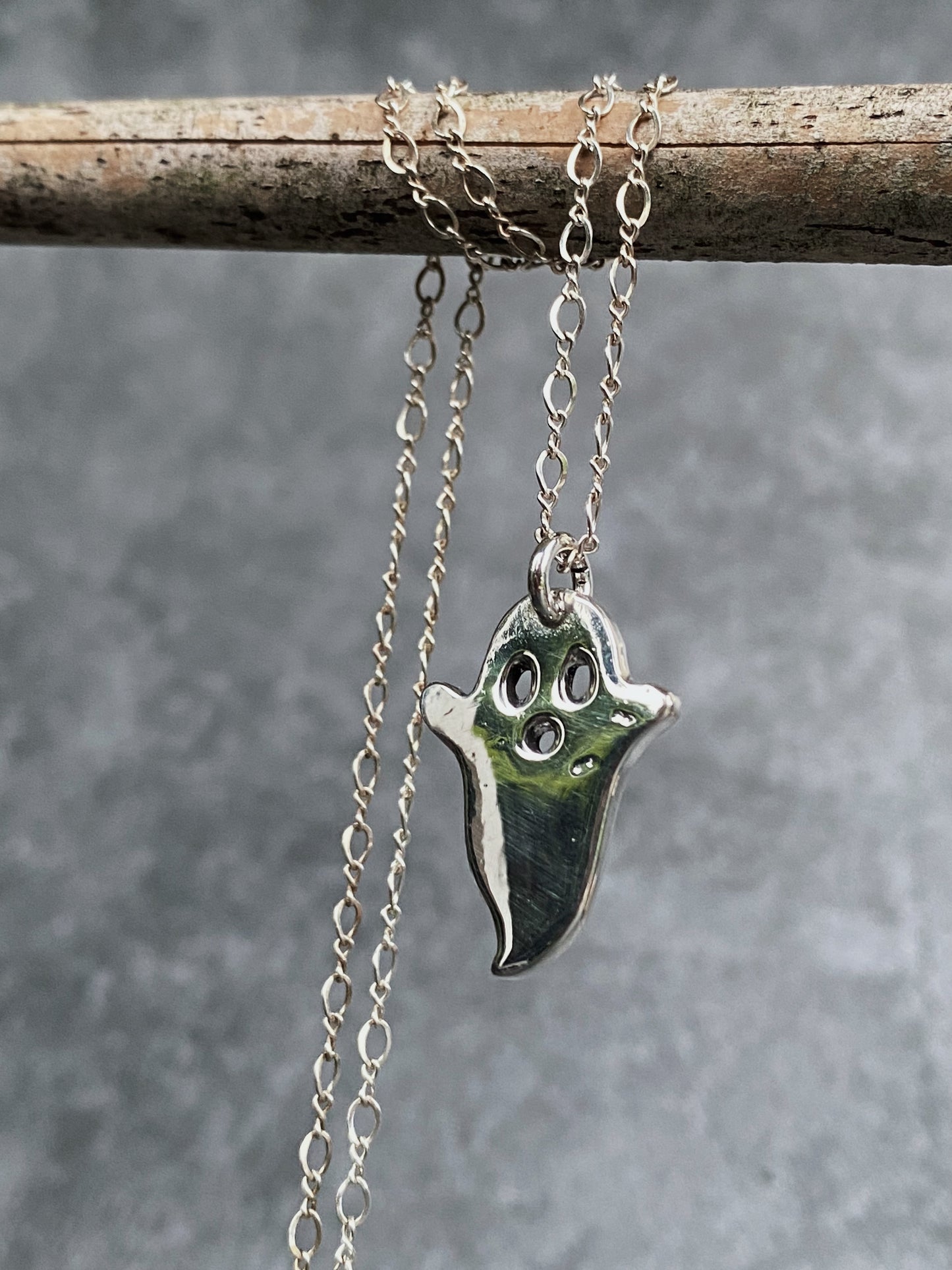 *Imperfect* Fine Silver Ghostie Necklace