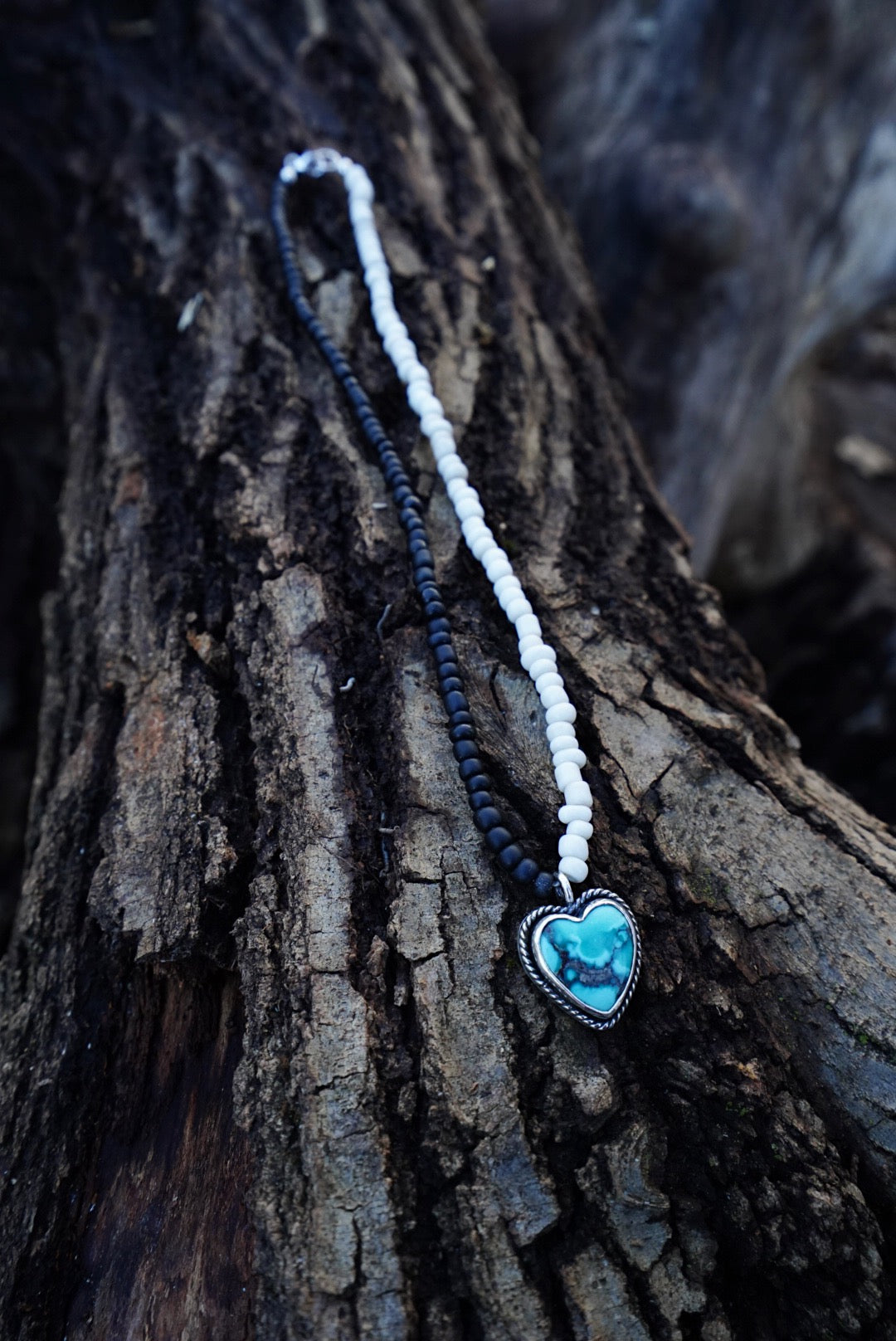 Beaded Hubei Turquoise Heart Necklace