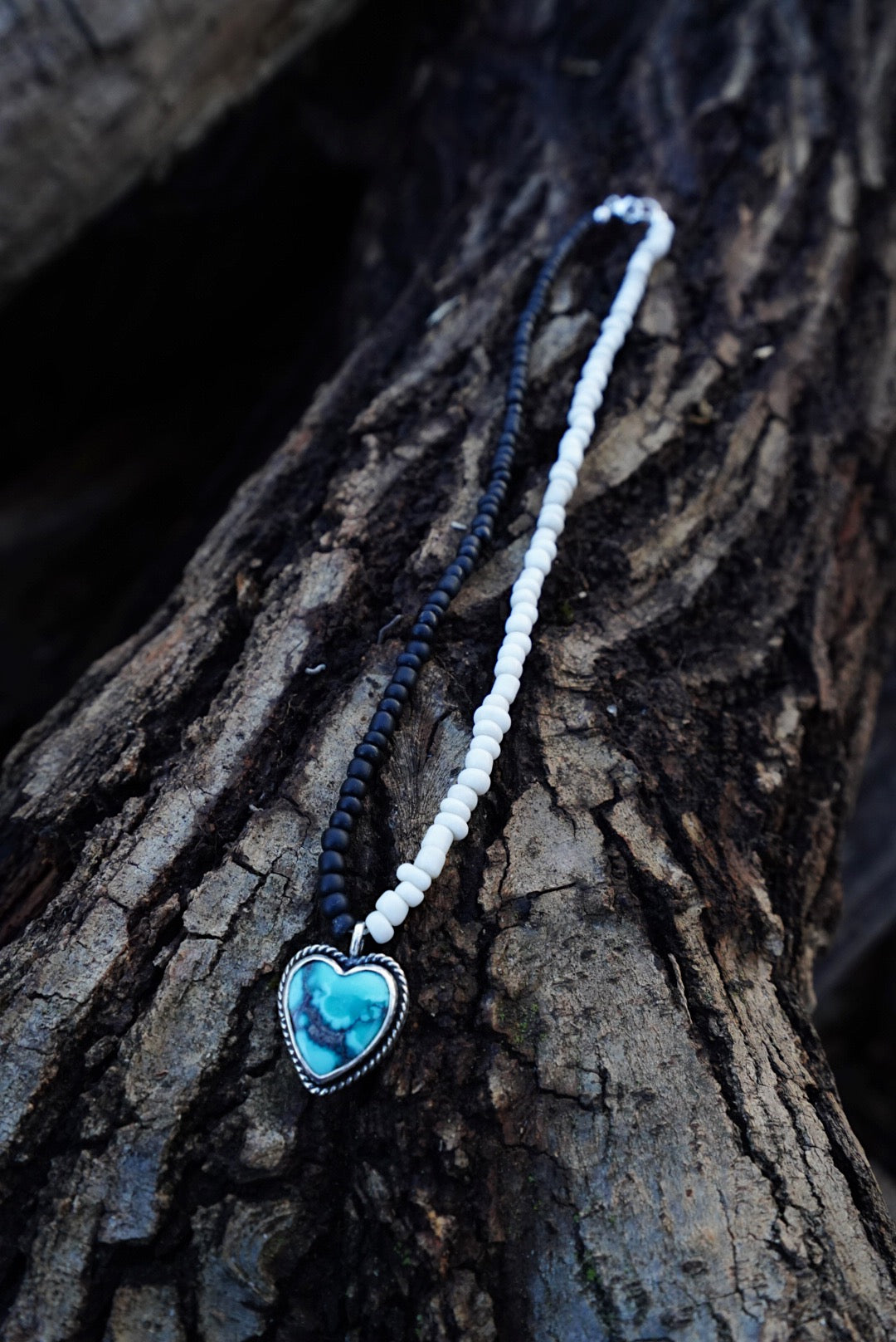 Beaded Hubei Turquoise Heart Necklace