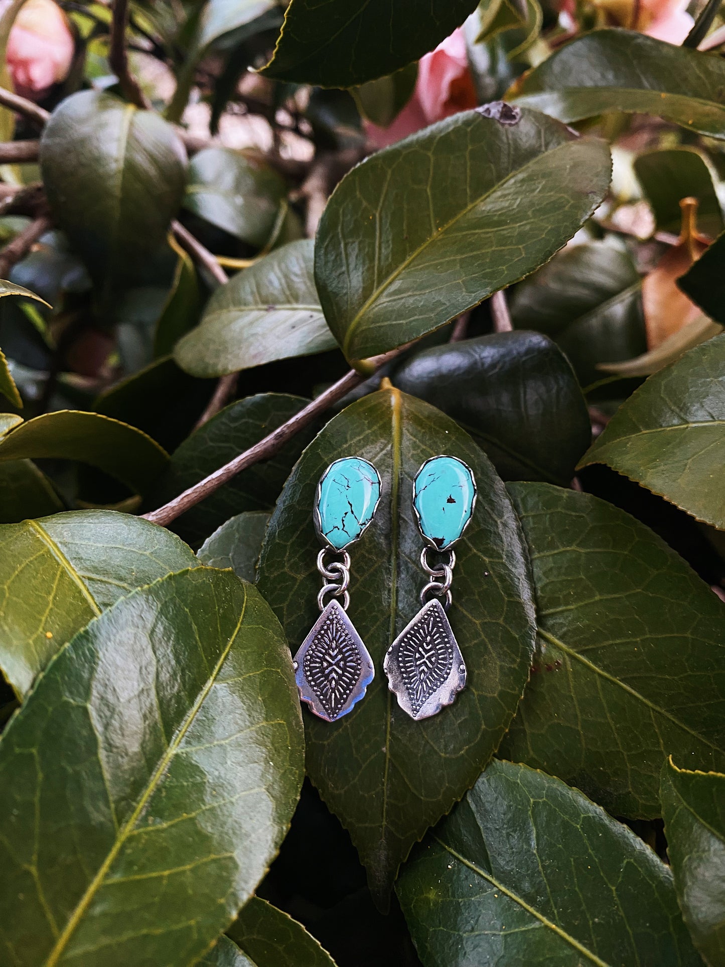Studded Royston Turquoise Dangles