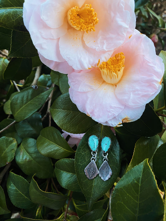 Studded Royston Turquoise Dangles