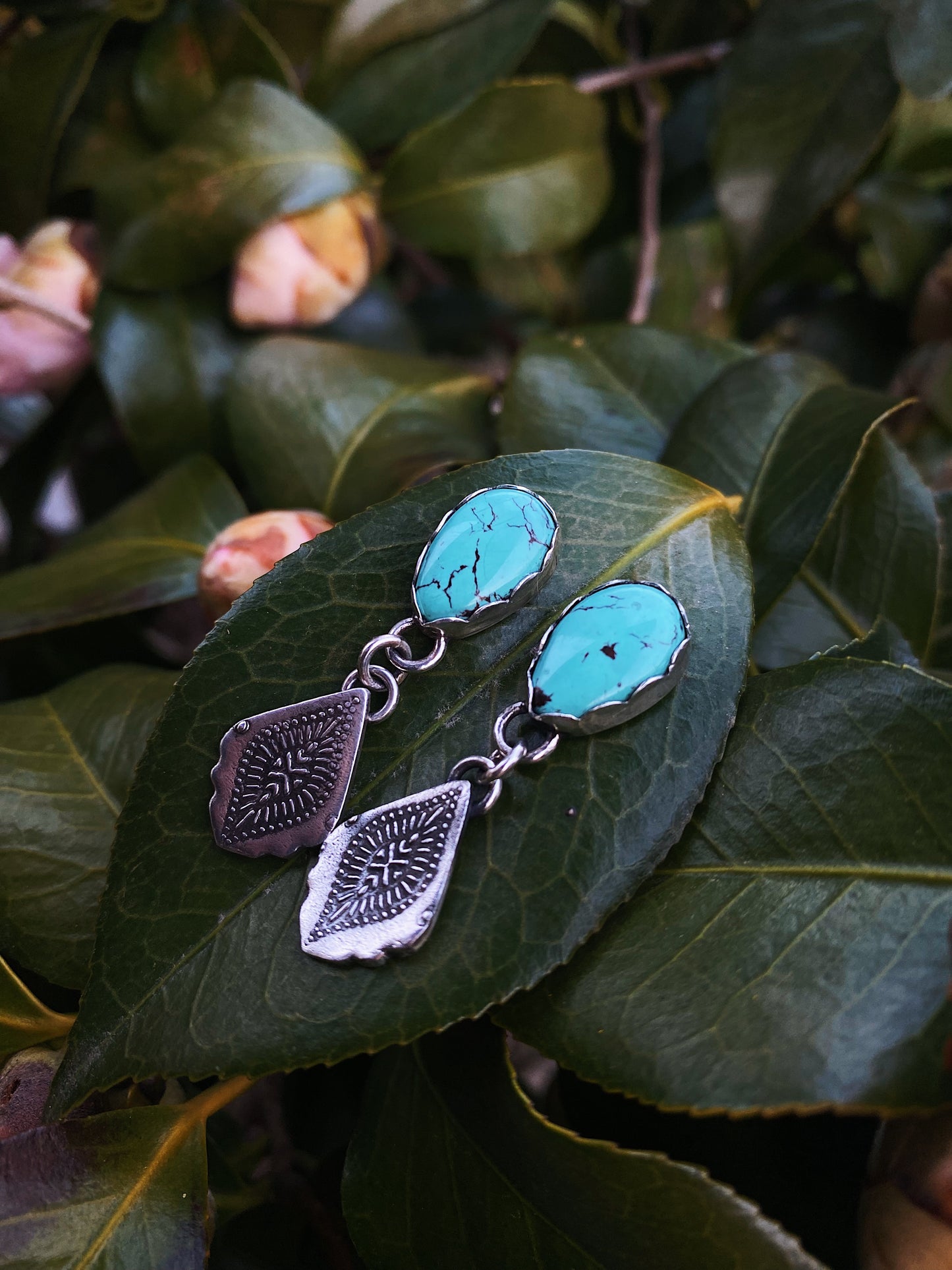 Studded Royston Turquoise Dangles