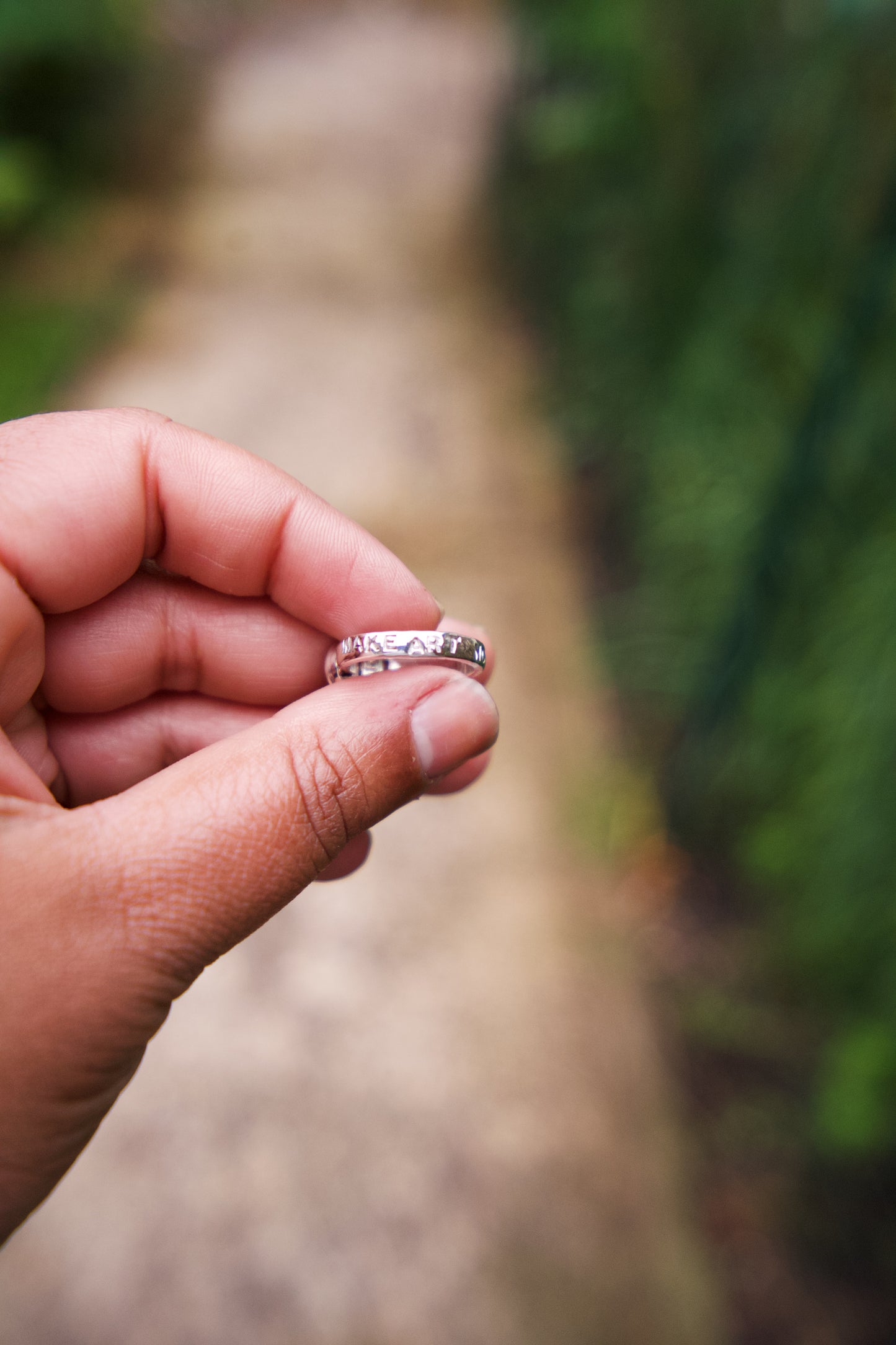 Make Art Not War Stacker Ring - Size 5.5