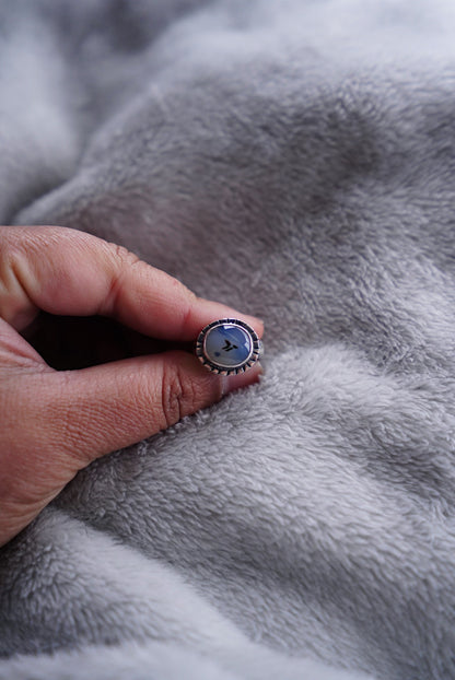 Winter Flight - Montana Agate Ring Sz 6 1/4