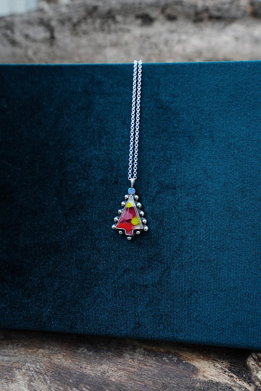 Fused Glass and Opal Tree Necklace