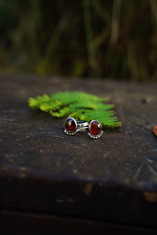 Garnet Stacker Rings - Sizes 8 & 9
