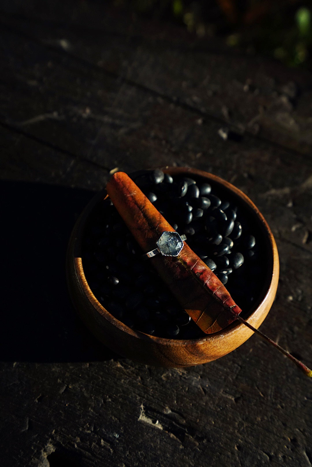 Black Rutile Quartz Ring - Size 9