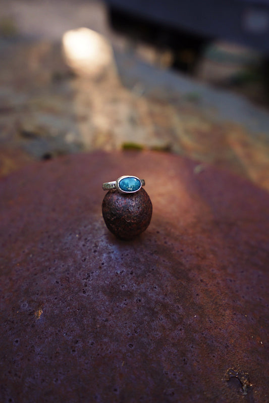 White Water Turquoise Stacker Ring - Size 6 1/4