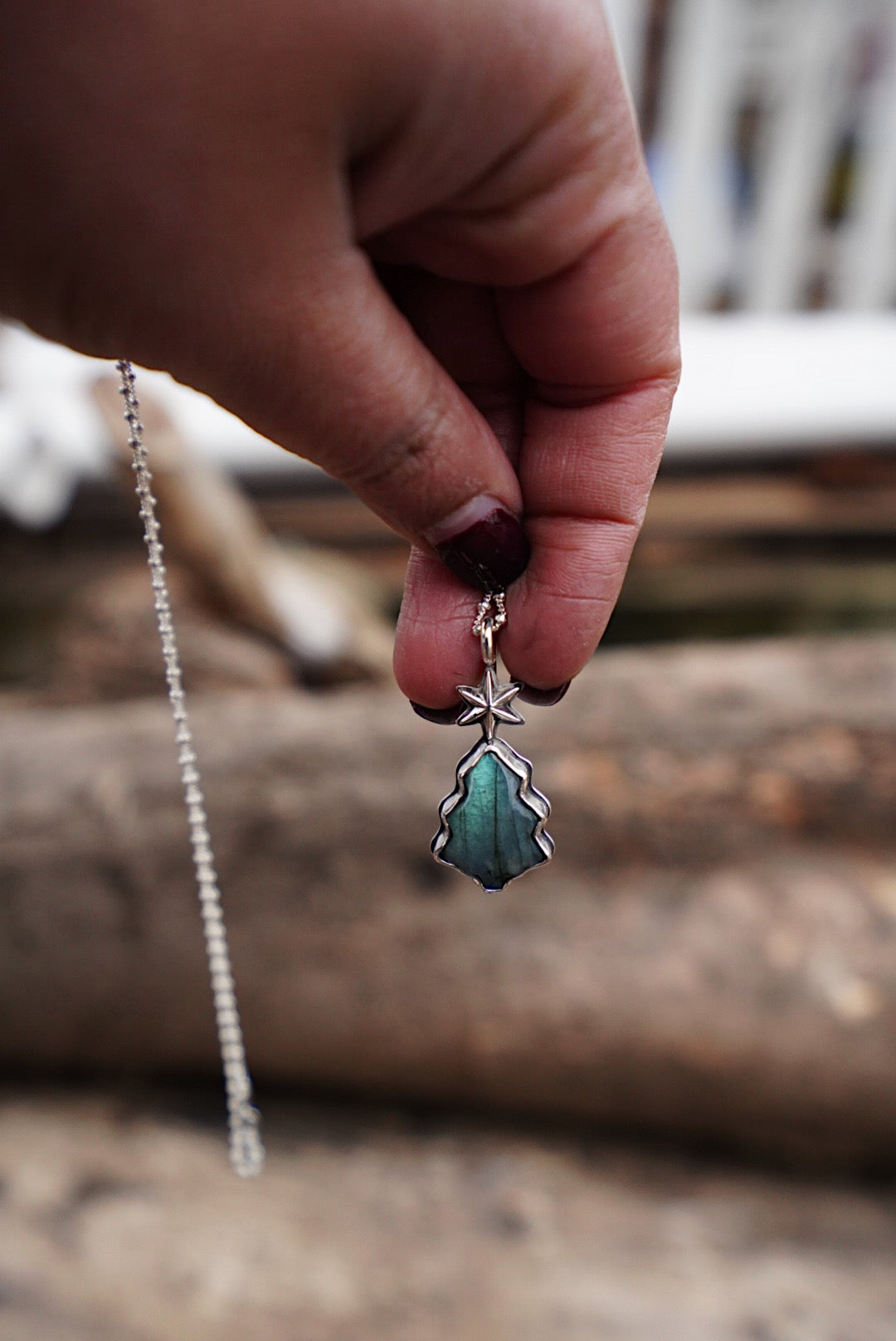 O' Labradorite Christmas Tree Necklace