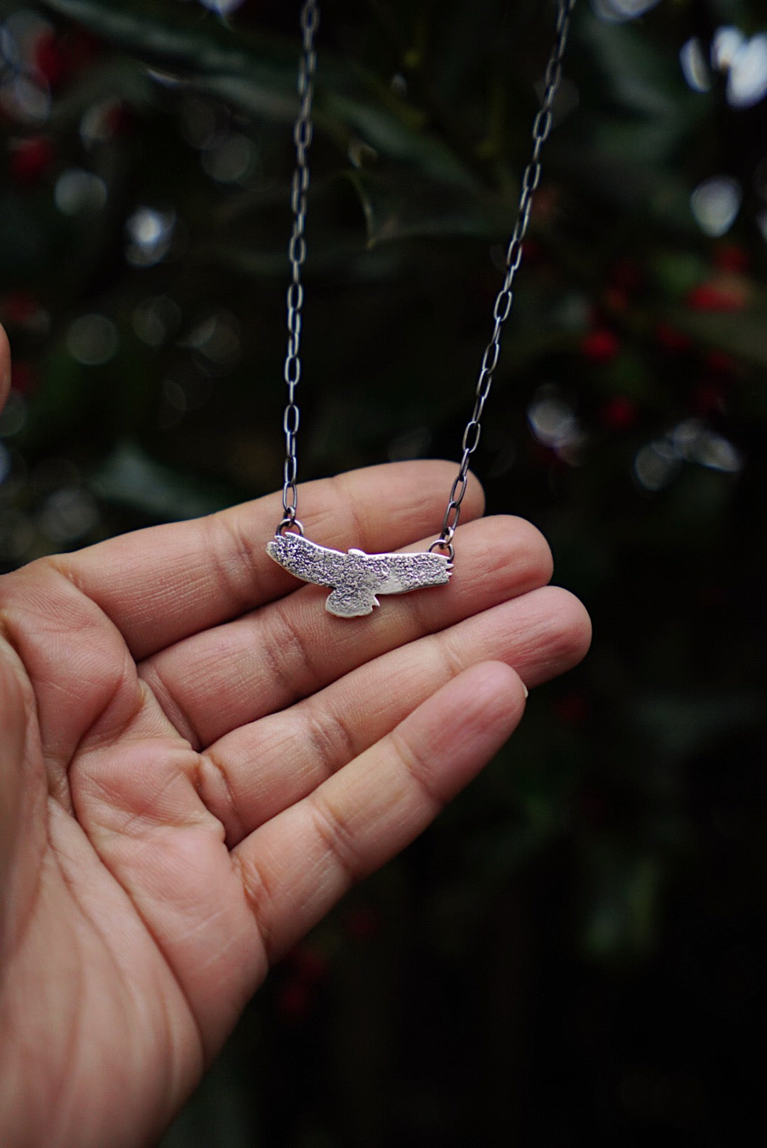 Simplified Soaring Hawk Necklace