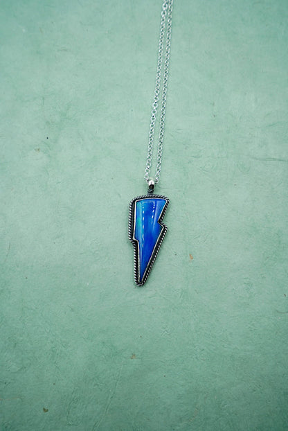 Bold Blue Lightning Bolt Necklace