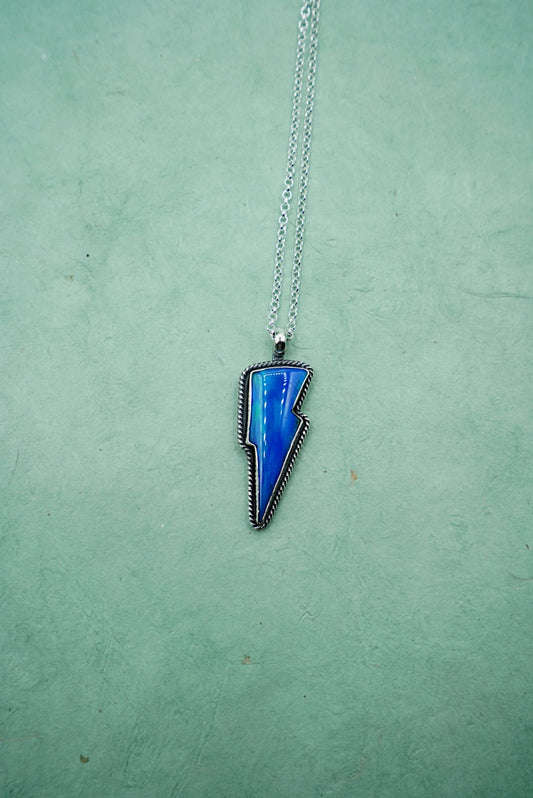 Bold Blue Lightning Bolt Necklace