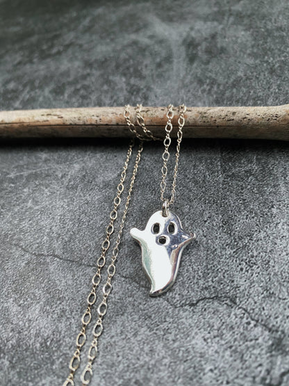 *Imperfect* Fine Silver Ghostie Necklace