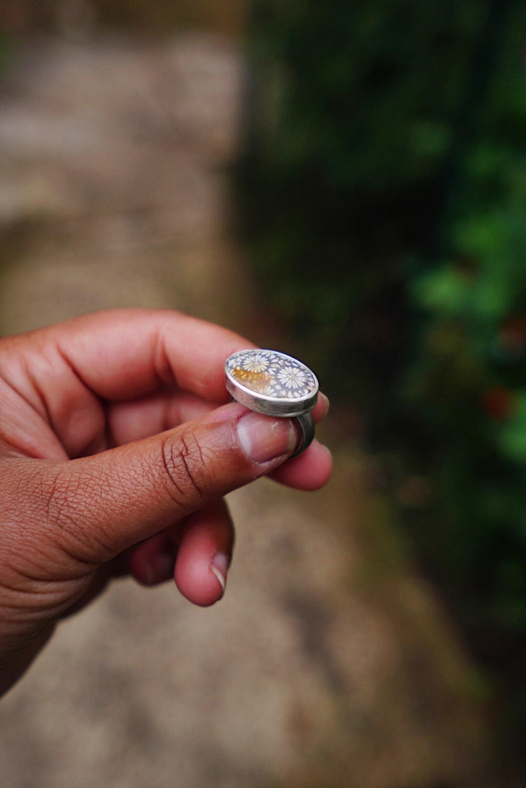 Rustic Fossil Coral Ring - Size 7.25