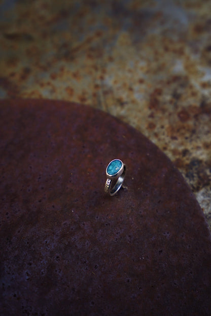 White Water Turquoise Stacker Ring - Size 6 1/4