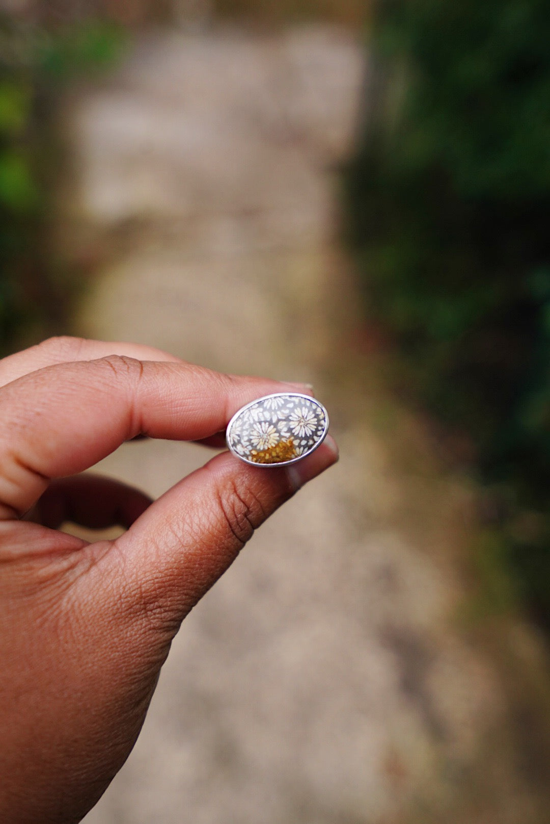 Rustic Fossil Coral Ring - Size 7.25