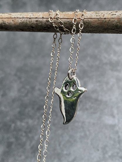 *Imperfect* Fine Silver Ghostie Necklace