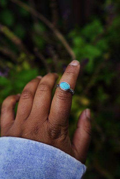 White Water Turquoise Stacker Ring - Size 7