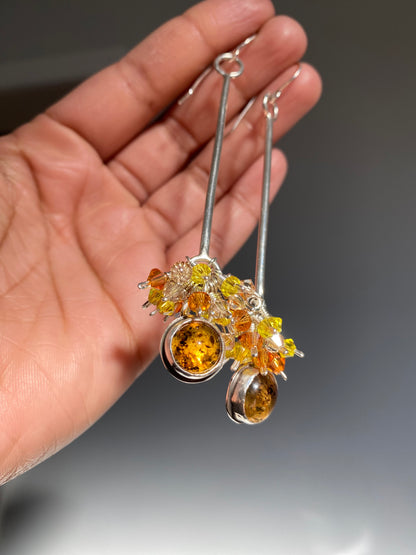 Baltic Amber and Swarovski Crystal Sparkler Earrings